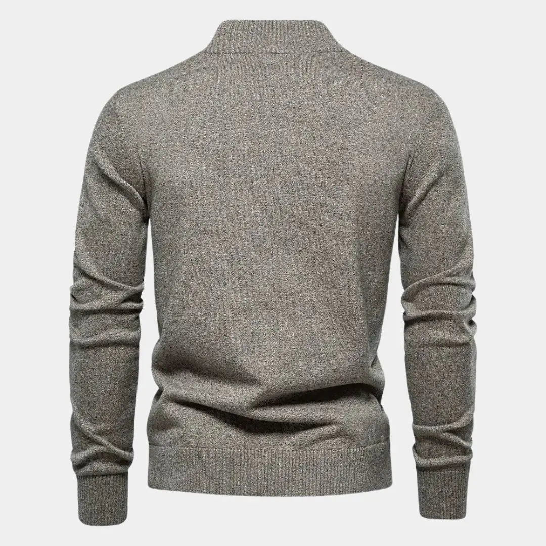 Hernn Sweater Gestrickter Baumwoll-Cardigan mit Stehkragen – Eleganz & Komfort
