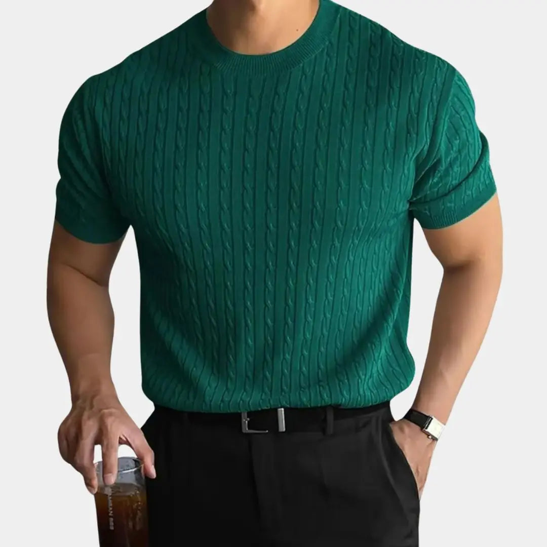 Hernn T-Shirt SlimFit Texturiertes Wollhemd für Herren – Stilvoller Komfort