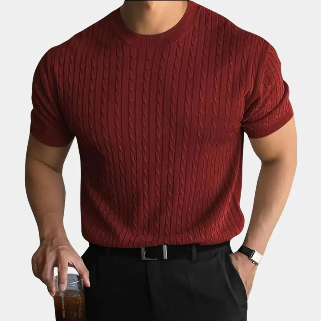 Hernn T-Shirt SlimFit Texturiertes Wollhemd für Herren – Stilvoller Komfort