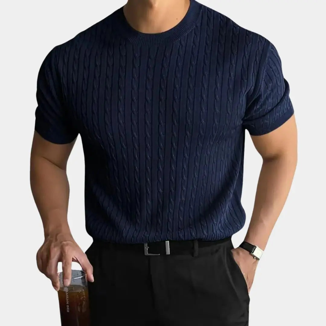 Hernn T-Shirt SlimFit Texturiertes Wollhemd für Herren – Stilvoller Komfort
