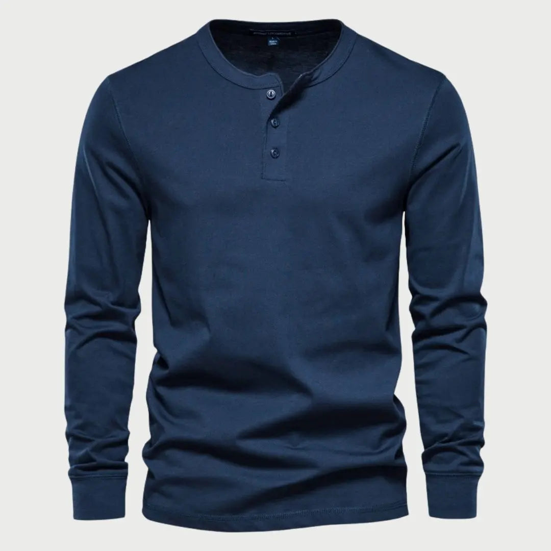 Hernn henry Minimalistisches Henry Langarm-T-Shirt für Herren - Stilvoll & Bequem