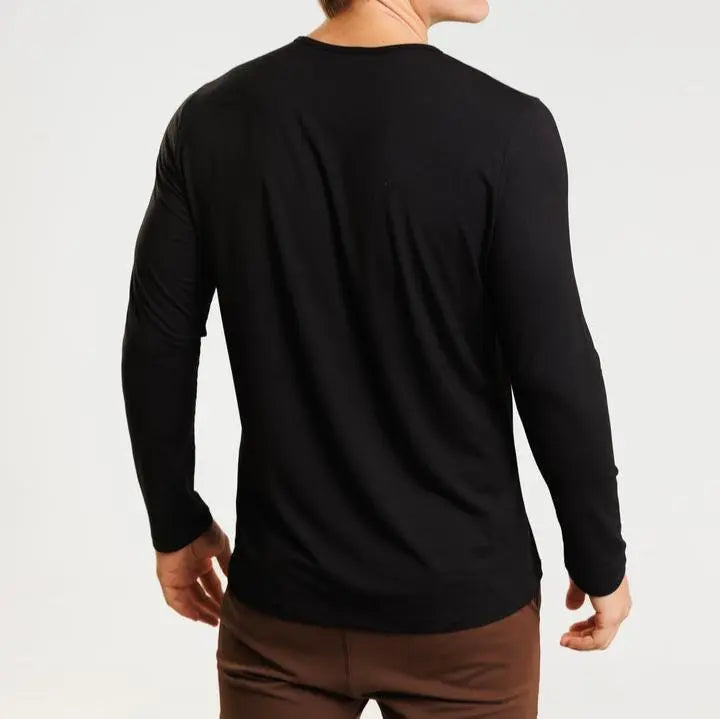 Hernn henry Minimalistisches Henry Langarm-T-Shirt für Herren - Stilvoll & Bequem