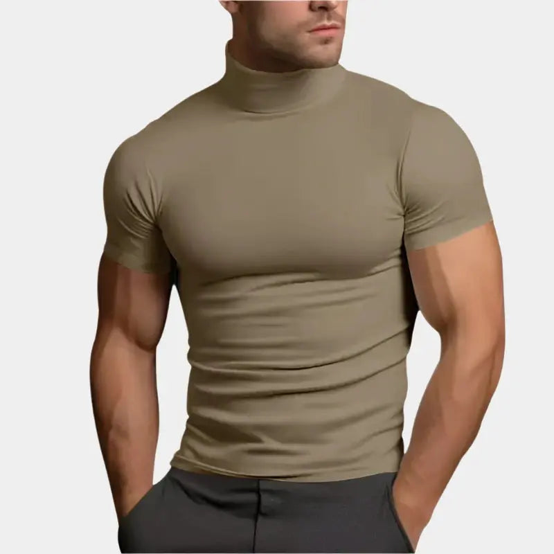 Hernn Solides Lässiges Turtleneck T-Shirt für Stilbewusste