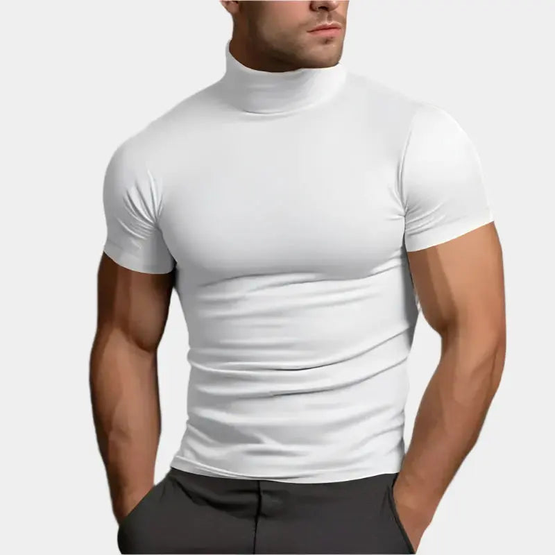 Hernn Solides Lässiges Turtleneck T-Shirt für Stilbewusste