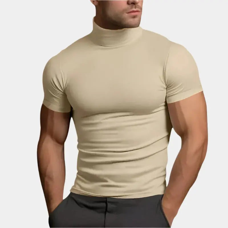 Hernn Solides Lässiges Turtleneck T-Shirt für Stilbewusste