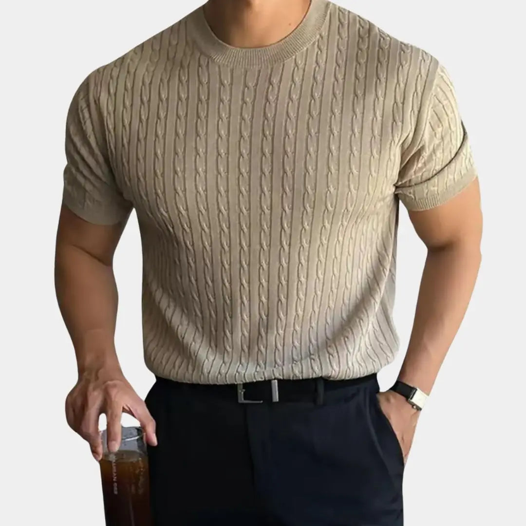 Hernn T-Shirt SlimFit Texturiertes Wollhemd für Herren – Stilvoller Komfort