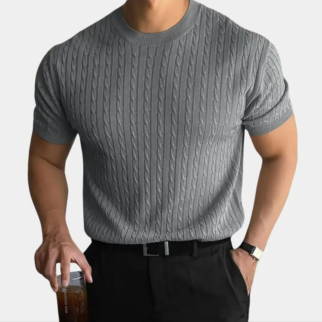 Hernn T-Shirt SlimFit Texturiertes Wollhemd für Herren – Stilvoller Komfort