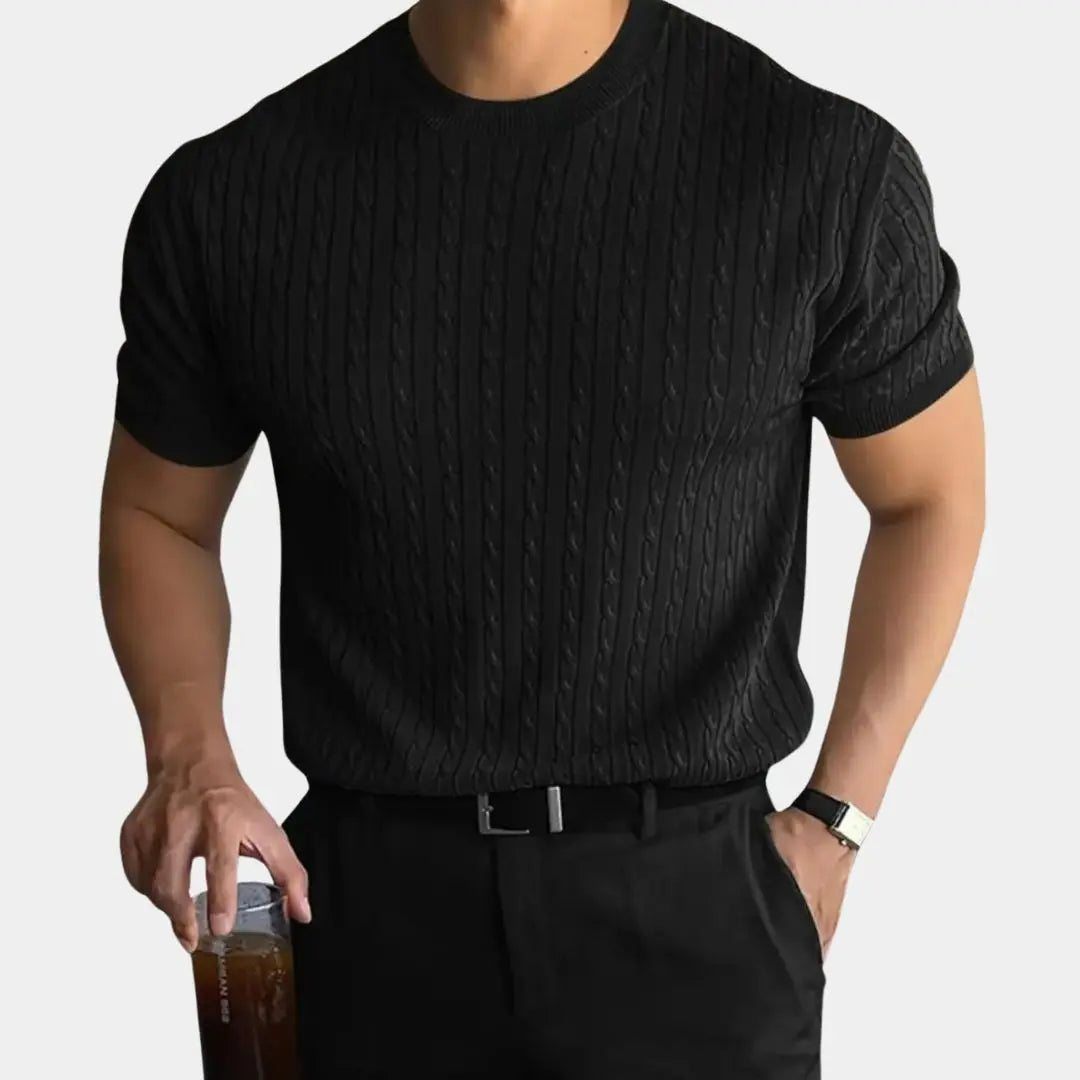 Hernn T-Shirt SlimFit Texturiertes Wollhemd für Herren – Stilvoller Komfort