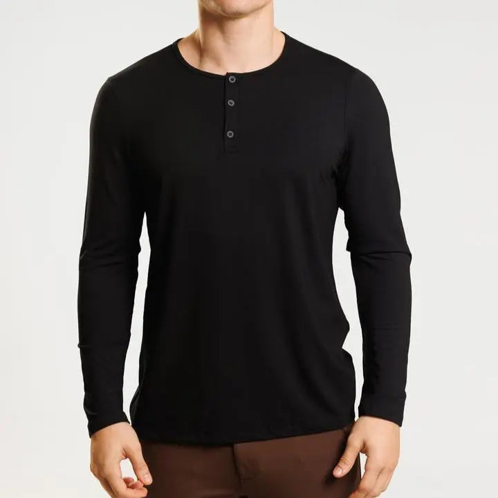 Hernn henry Minimalistisches Henry Langarm-T-Shirt für Herren - Stilvoll & Bequem