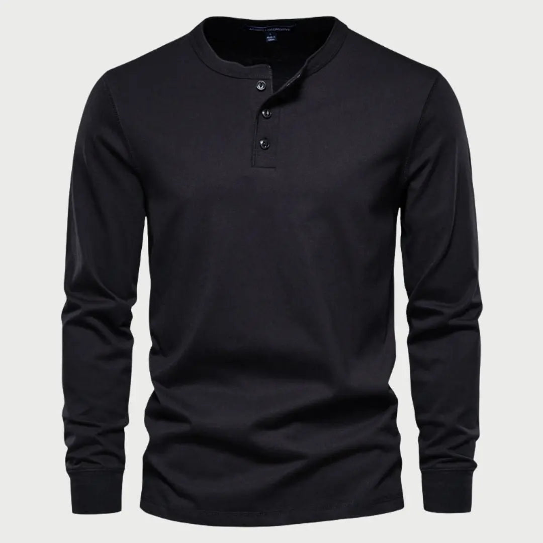 Hernn henry Minimalistisches Henry Langarm-T-Shirt für Herren - Stilvoll & Bequem