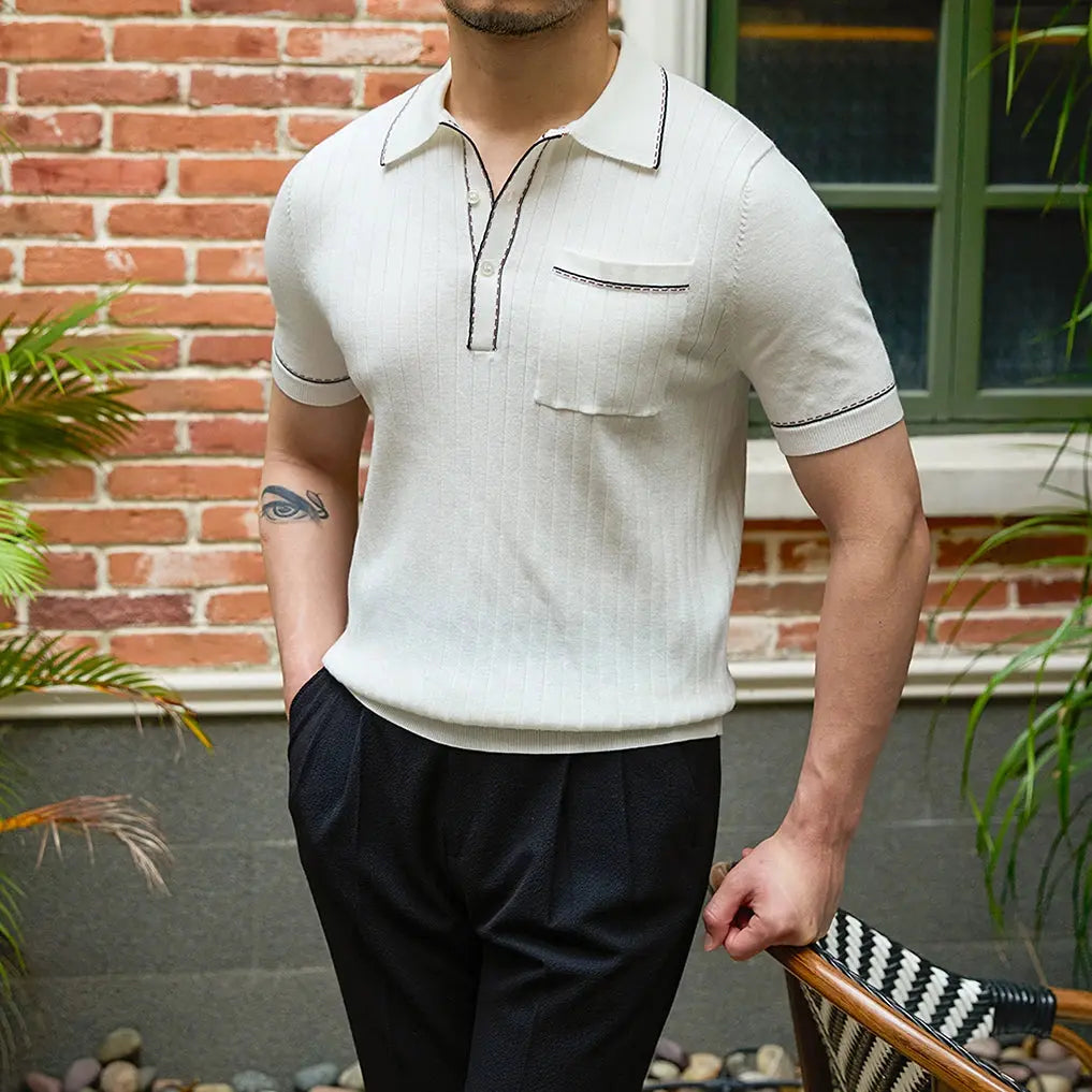 Hernn polo Old Money Strick-Polo-Shirt – Eleganz trifft auf Komfort