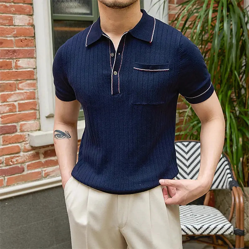 Hernn polo Old Money Strick-Polo-Shirt – Eleganz trifft auf Komfort