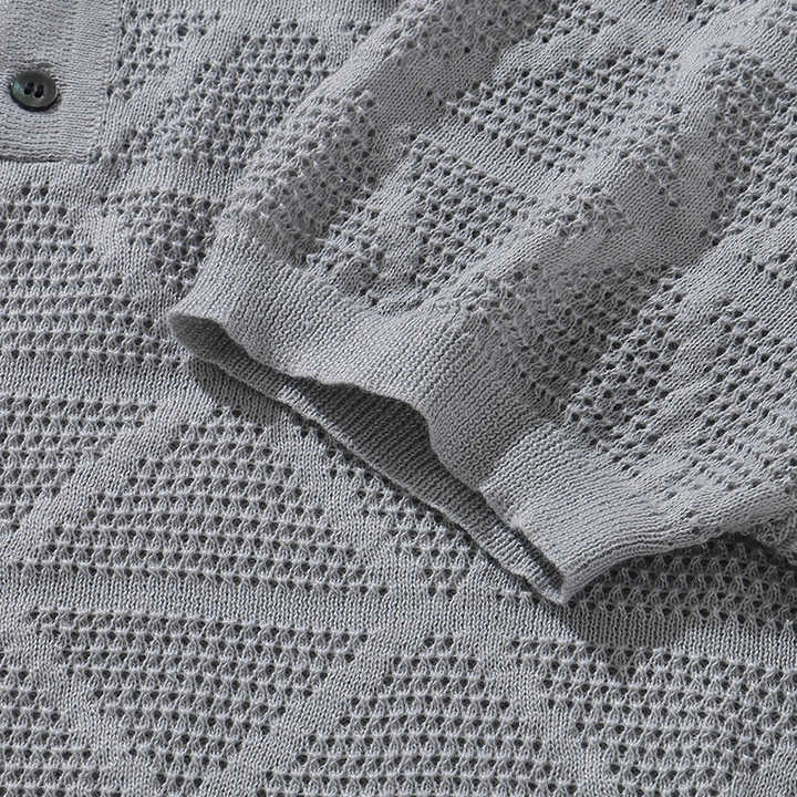 Hernn polo Texturiertes Strick-Polohemd für stilbewusste Herren – Hochwertige Qualität & Komfort